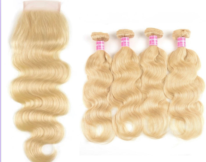 Lushlanes Hair 4 Bundles Body Wave Hair Weft With 4×4 Lace Closure 100% Human Hair