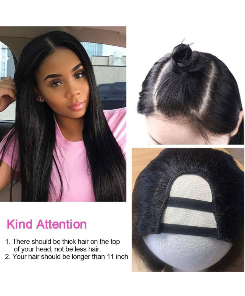 Lushlanes U Part Wigs Human Hair Wigs For Black Women Brazilian Straight Human Hair Wigs None Lace Front Wigs Glueless Natural Color U-part Wigs Hair Extension 180%