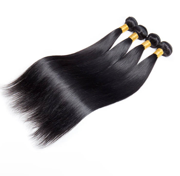 Lushlanes Straight Virgin
Human Hair 4 Bundles with 13×4 Lace Frontal