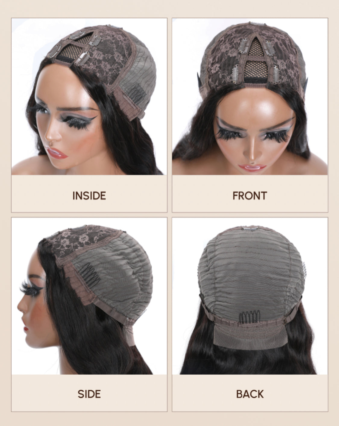 Lushlanes Glueless Natural Black Glueless Body Wave Non Lace New U Part Wig 150%