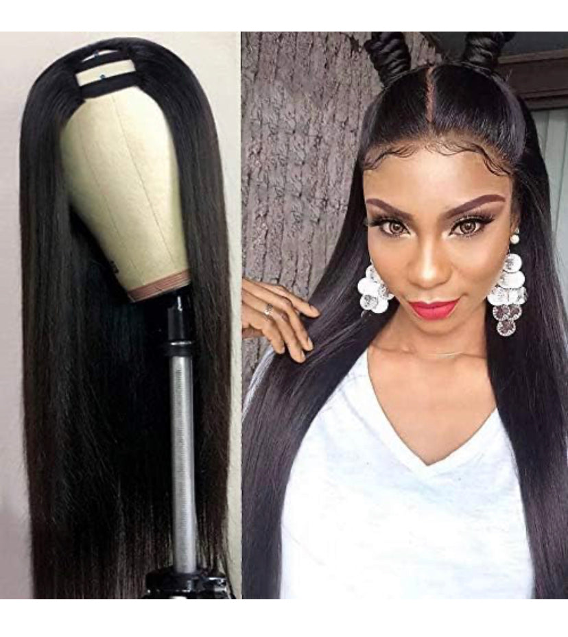 Lushlanes U Part Wigs Human Hair Wigs For Black Women Brazilian Straight Human Hair Wigs None Lace Front Wigs Glueless Natural Color U-part Wigs Hair Extension 180%
