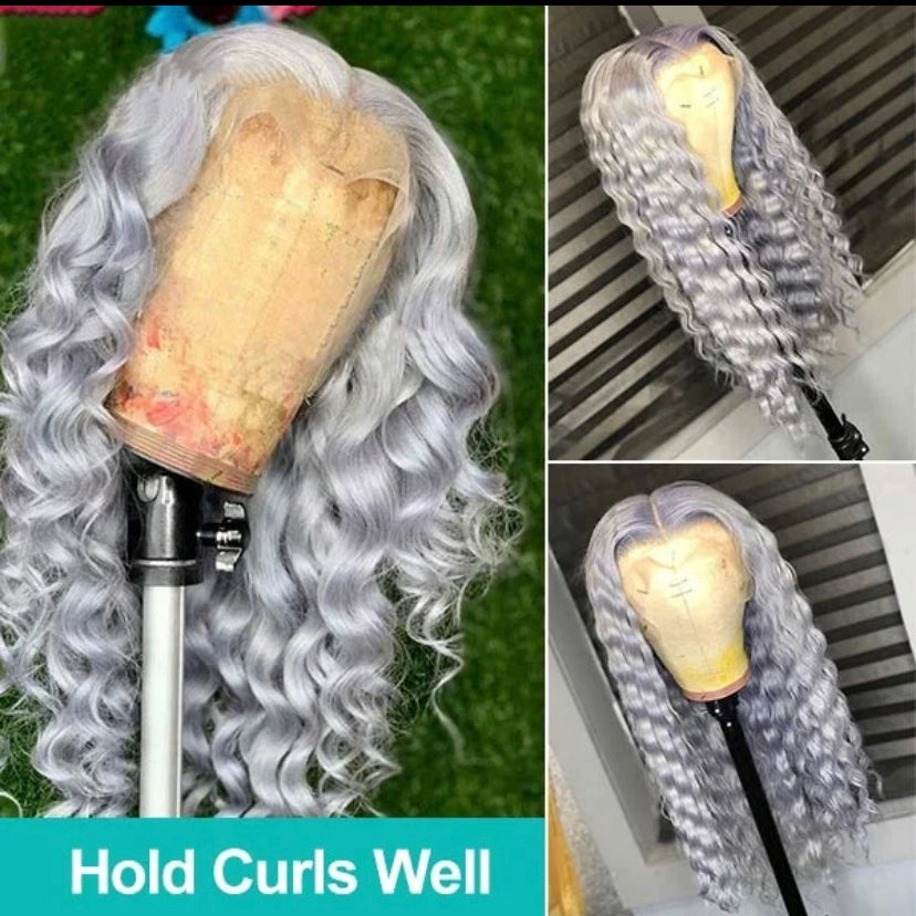 Lushlanes Lace Frontal Wig Transparent Hd Lace Silver Color Body Wave Human Hair Wig 13×4 Lace Front Wigs 180%