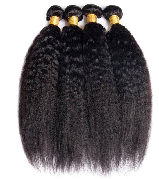 Lushlanes Kinky Straight
Hair 4 Bundles with 4×4
Lace Closure Human Hair
Extensions