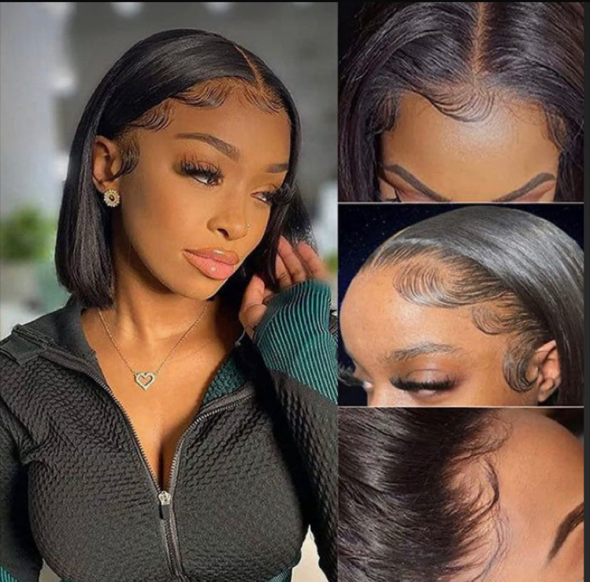 LUSHLANES HD Lace frontal wig 13x4 Bob Glueless Wig Pre-Plucked 150%