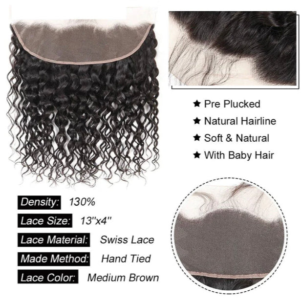 Lushlanes Peruvian Water Wave 3 Bundles With 13x4 Lace Frontal 100% Remy Human Hair