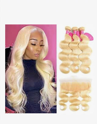 Lushlanes 613 Blonde Body wave 4 Bundles with
13*4 Frontal Human Virgin Hair transparentlace