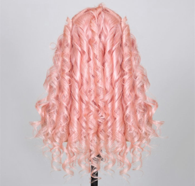 Lushlanes 13×4 Lace Front Pastel Pink Loose Wave Wig 180%