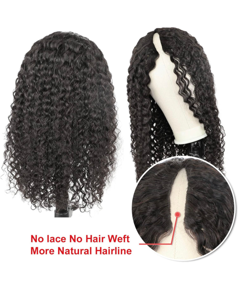 Lushlanes V Part Deep Wave Human Hair Wigs Glueless for Women Human Hair No Leave Out Curly Wave 150%