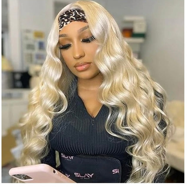 Lushlanes #613 Headband Body Wave Full Machine Made None Lace Wig Human Hair