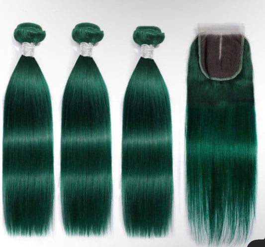 Lushlanes Dark Green
Straight 3 Bundles with 4×4 HD Lace Closure
Human Hair
Extensions