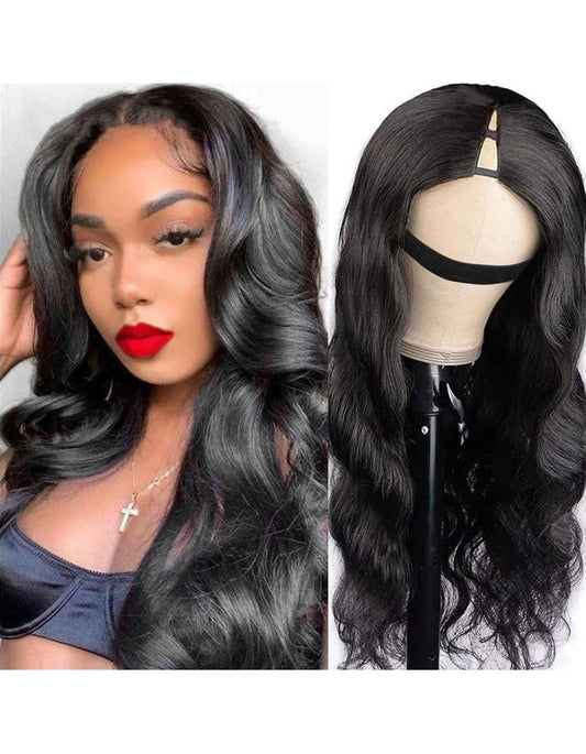 Lushlanes V Part Wig Cheveux Humains Body Wave Partie Perruque de Cheveux Humains Perruques sans Colle Cheveux Humains Perruques de Cheveux Humains pour Femmes Noires, Perruques Noires Naturelles 150%