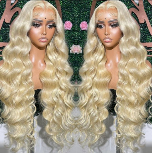 Lushlanes Hair Volume 613 Blonde Body Wave Cheveux Humains Dentelle
 Perruque frontale 180% densité