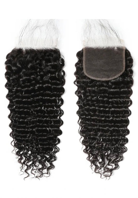 Lushlanes Invisible 5x5 HD Lace Closure partie libre cheveux humains vague profonde avec des cheveux de bébé