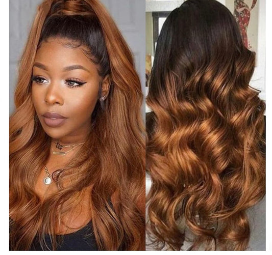 Lushlanes 1B/30 Ombre Body Wave 4 Bundles With 13×4 Lace Frontal Pre Colored