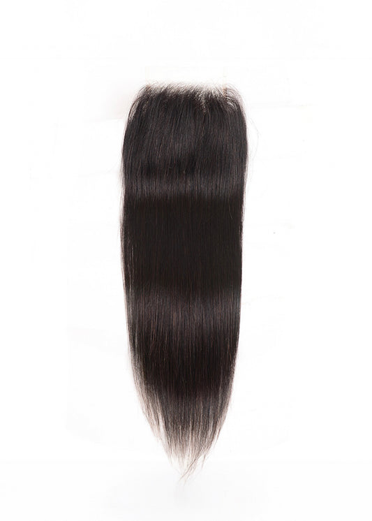 Lushlanes 5x5 cheveux raides brésiliens vierges cheveux fermeture