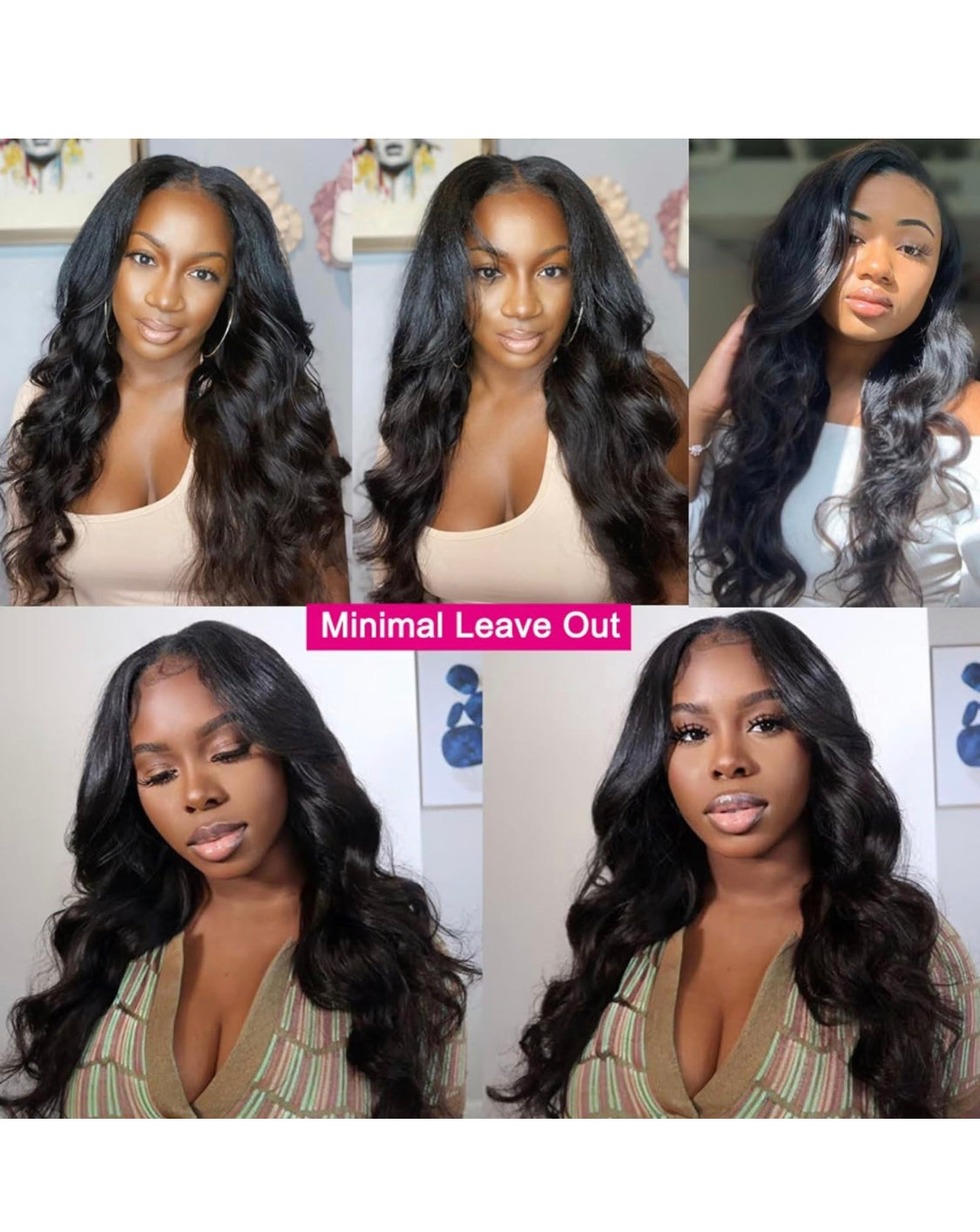 Lushlanes V Part Wig Cheveux Humains Body Wave Partie Perruque de Cheveux Humains Perruques sans Colle Cheveux Humains Perruques de Cheveux Humains pour Femmes Noires, Perruques Noires Naturelles 150%