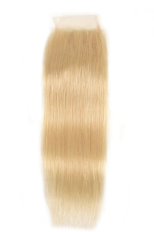 Lushlanes Hair 613 tissages de cheveux humains droits blonds avec fermeture en dentelle 4x4