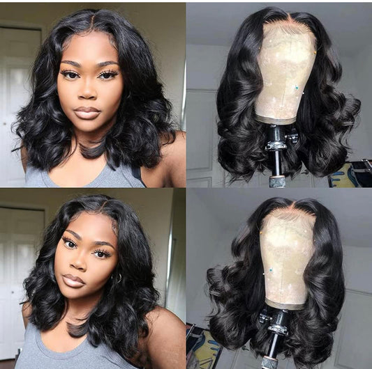 Lushlanes Body Wave Bob Wig Human Hair 4x4 HD Lace Closure Wigs for Black Women 150%