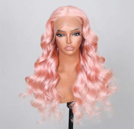 Perruque Loose Wave rose pastel Lushlanes 13 × 4 Lace Front 150%