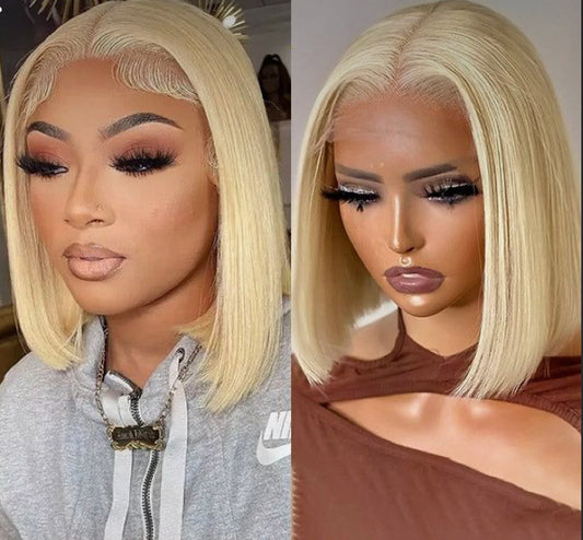 Lushlanes 613 Blonde Bob Wigs ShortStraight Bob Wigs 4×4 HD LaceClosure Wig 150%