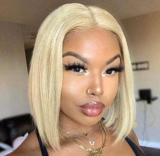 Lushlanes 613 Blonde Bob Wigs ShortStraight Bob Wigs 5x5 HD LaceClosure Wig 150%
