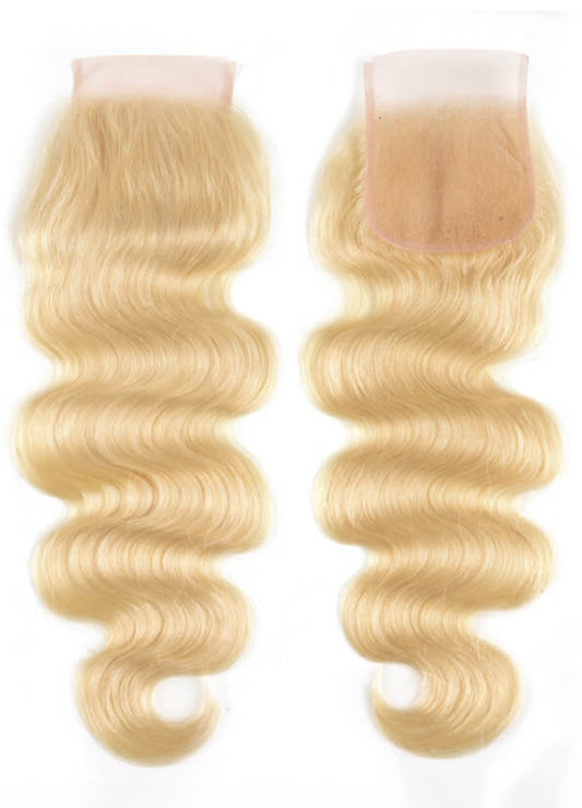 Lushlanes Hair 613 Blonde cheveux humains vague de corps cheveux blonds 4x4 fermeture à lacets