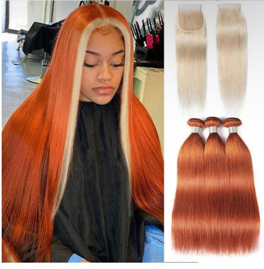 Lushlanes Ginger Blonde
Straight Closure
Hair with 3 Bundles