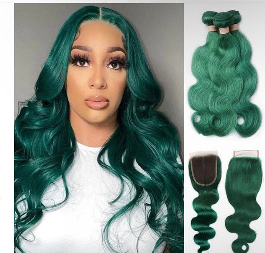Lushlanes Dark Green Hair
Bundles Body Wave
Hair 3 Bundles with 4×4
HD Lace Closure Human
Hair Extensions