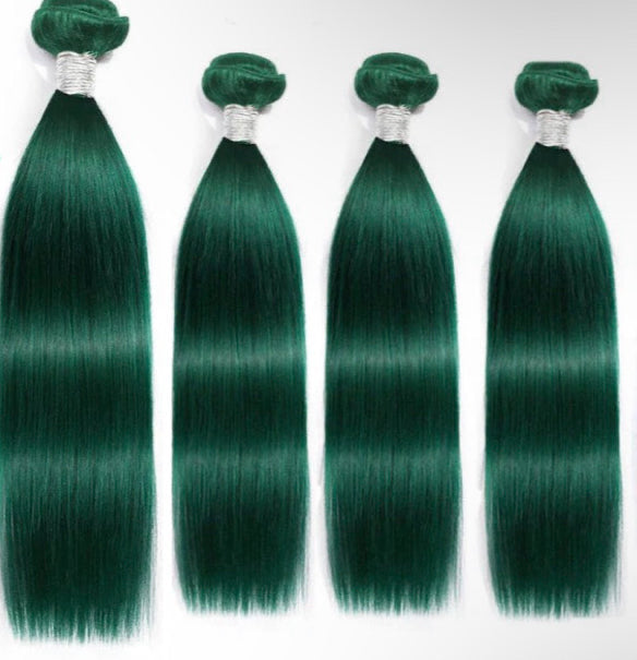 Lushlanes Dark Green
Straight 4 Bundles with 4×4 HD Lace Closure Human Hair Extensions